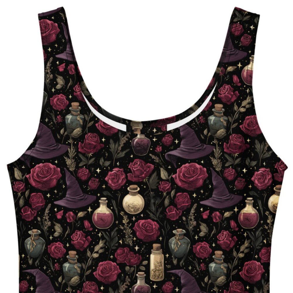 Gothic Witchy Whimsigoth Rose Fit & Flare Dress - Picture 2 of 14